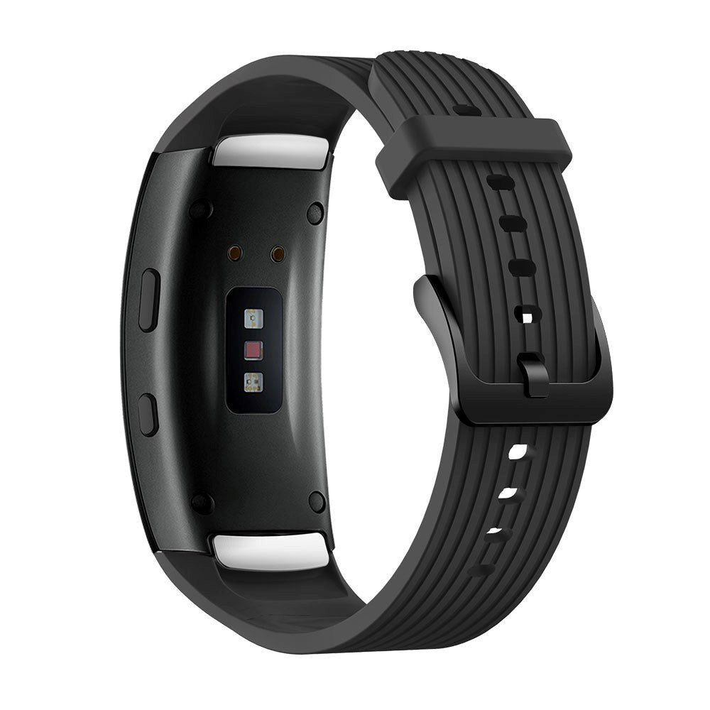 Samsung Galaxy Gear Fit2 Pro 18mm Stripete Silikon Reim - Svart