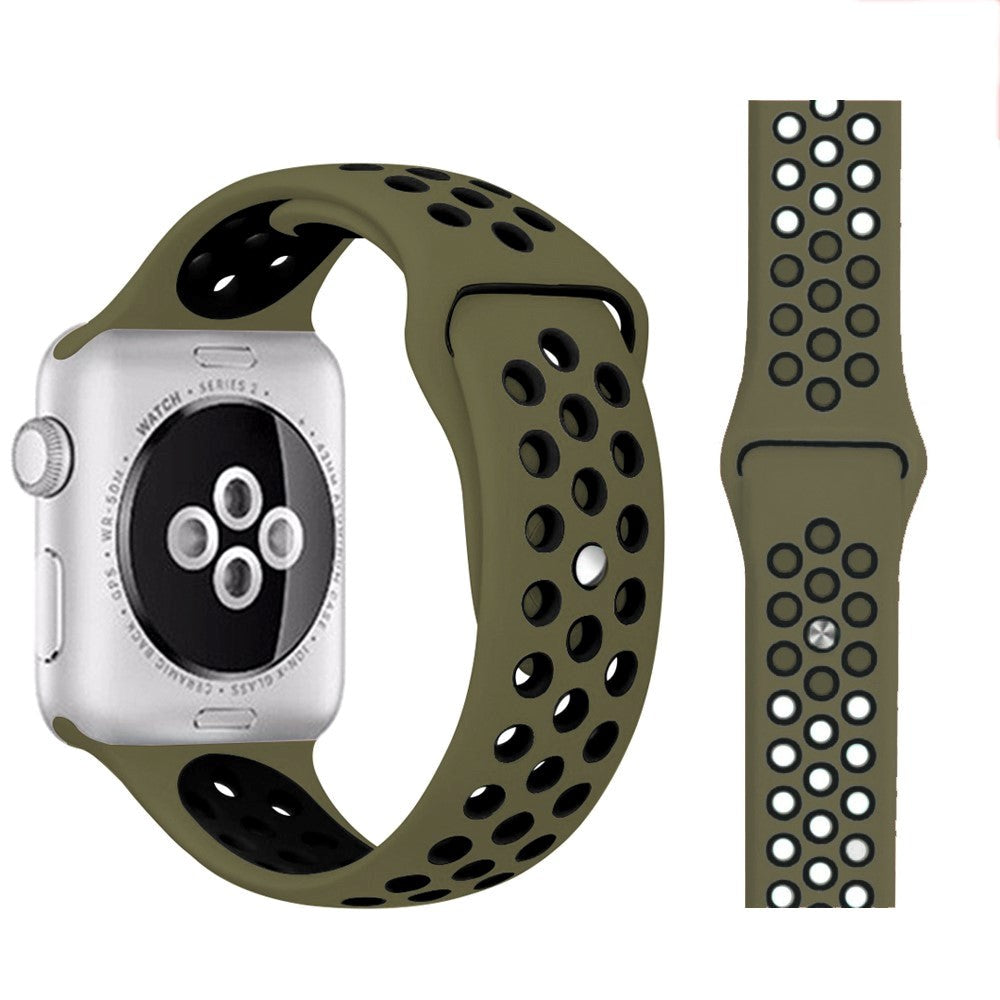 Apple Watch Tofarget Silikone Smartwatch rem (38/40/SE/41/42mm) - Olivengrønn / Svart