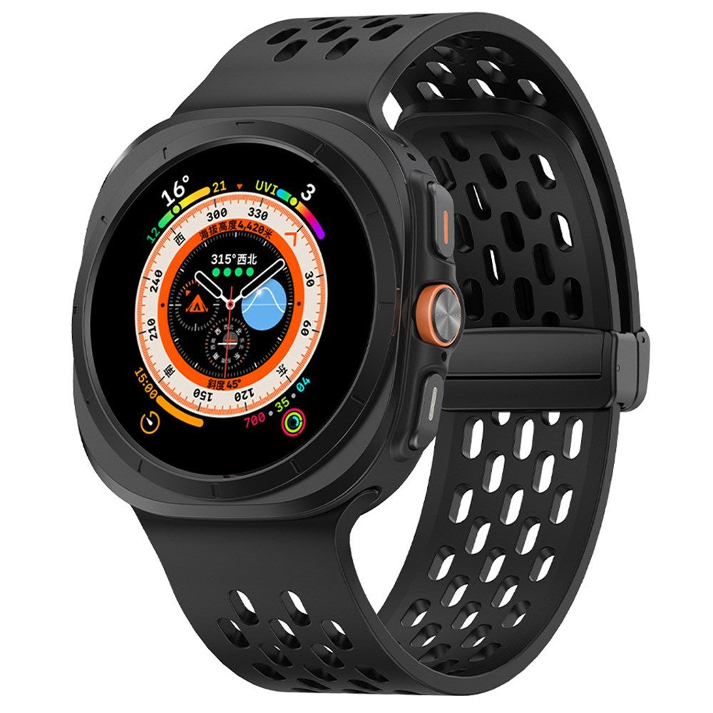 Samsung Galaxy Watch Ultra (47 mm) Silikonbånd med Hull og Magnetisk Spenne - Svart