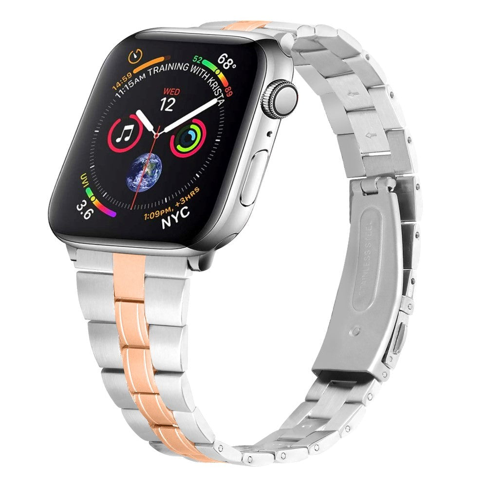 Apple Watch (42/44/SE/45/46/49mm) Tofarget Klokkerem I Rustfritt Stål - Aluminium / Gull