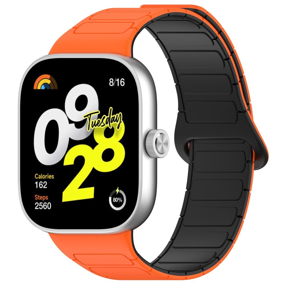 Xiaomi Smart Band 9 Pro / 8 Pro Tofarget Magnetisk Fleksibel Plast Rem - Oransje / Svart