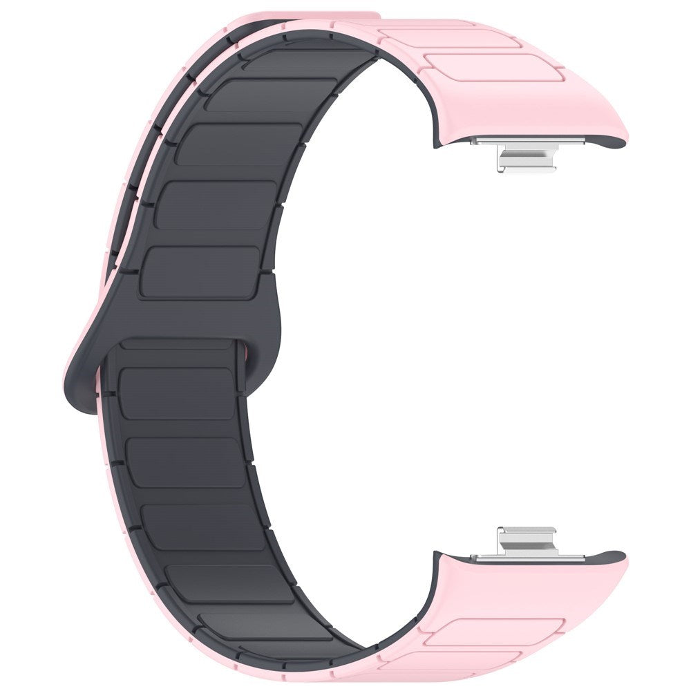 Xiaomi Smart Band 9 Pro / 8 Pro Tofarget Magnetisk Fleksibel Plast Rem - Rosa / Grå
