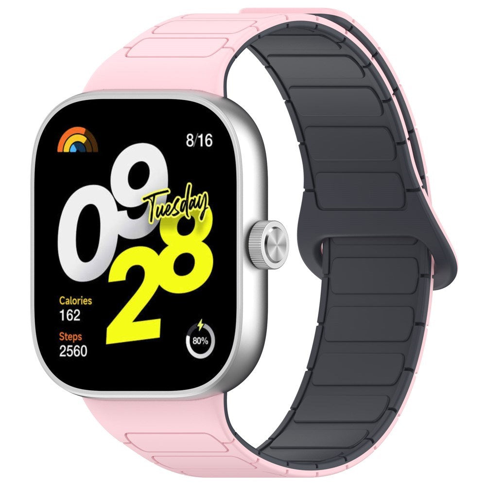 Xiaomi Smart Band 9 Pro / 8 Pro Tofarget Magnetisk Fleksibel Plast Rem - Rosa / Grå
