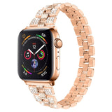 Apple Watch (42/44/SE/45/46/49mm)  Metal Klokkerem med Rhinsten - Rosa Gull