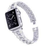 Apple Watch (42/44/SE/45/46/49mm)  Metal Klokkerem med Rhinsten - Sølv