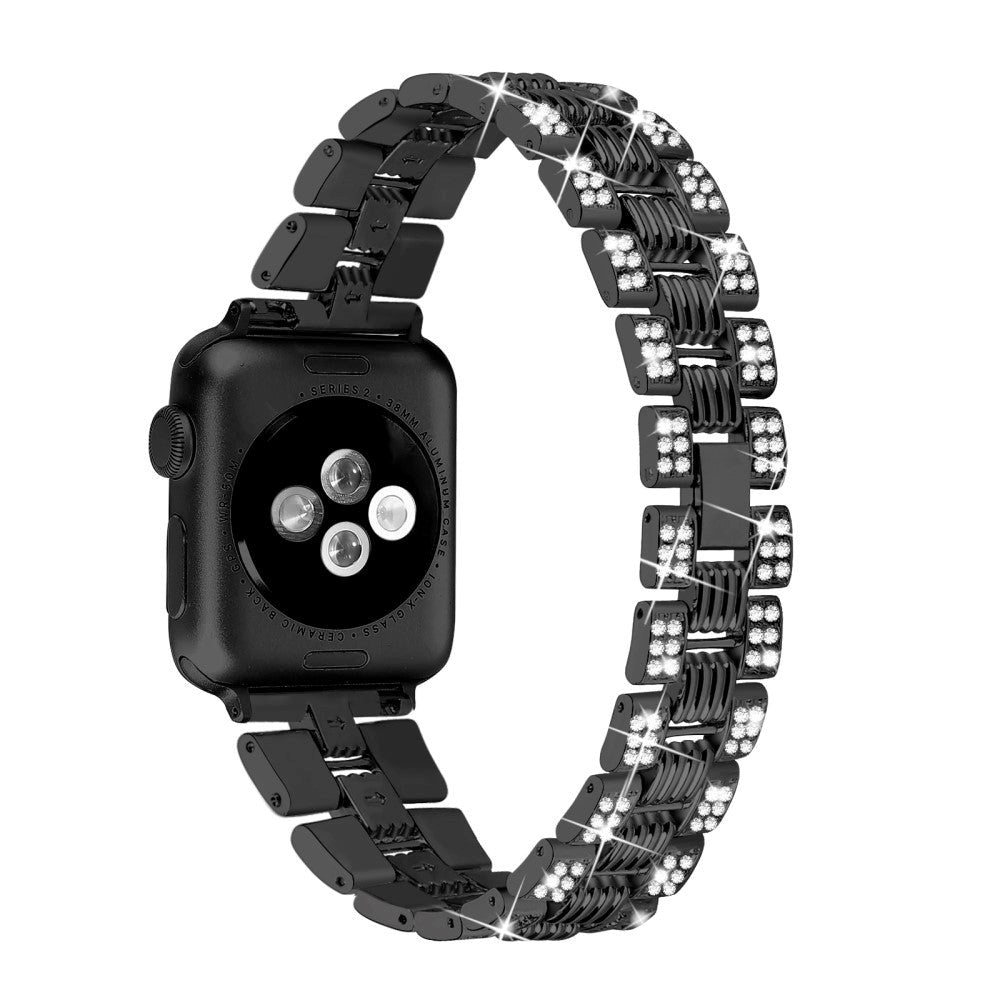 Apple Watch (42/44/SE/45/46/49mm)  Metal Klokkerem med Rhinsten - Svart