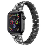 Apple Watch (42/44/SE/45/46/49mm)  Metal Klokkerem med Rhinsten - Svart