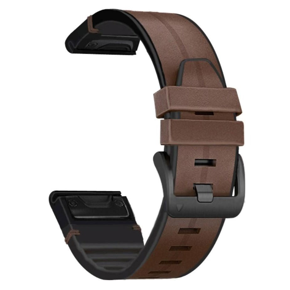 Universal Garmin 22mm QuickFit Kunst Skinn- og Silikonrem - Brun