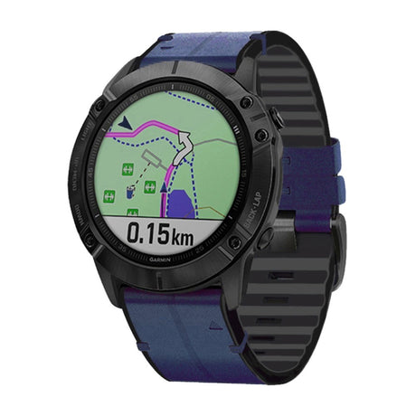 Universal Garmin 22mm QuickFit Kunst Skinn- og Silikonrem - blå