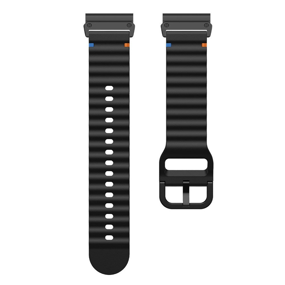 Universal Garmin 26mm QuickFit EIDERWOOD Wavy Silikon Reim - Svart