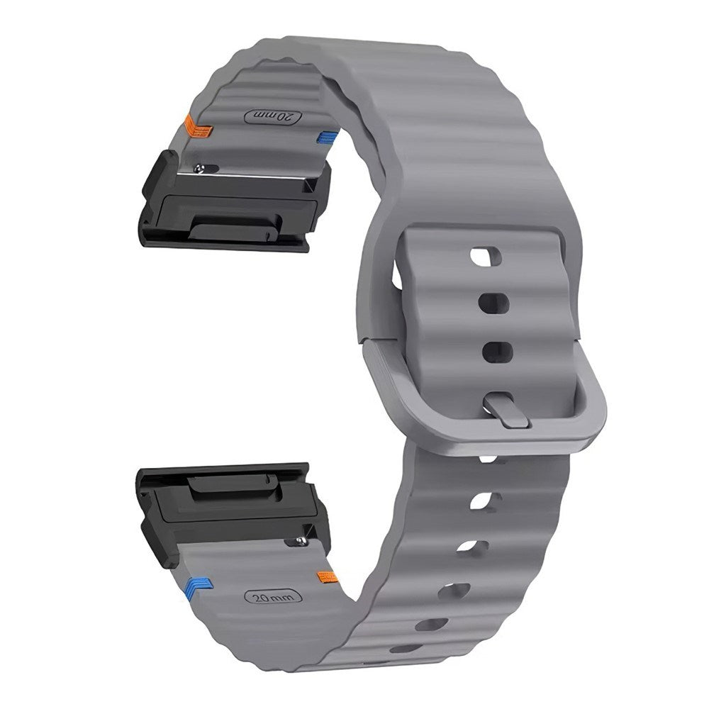 Universal Garmin 26mm QuickFit EIDERWOOD Wavy Silikon Reim - Mørkegrå