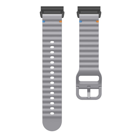 Universal Garmin 26mm QuickFit EIDERWOOD Wavy Silikon Reim - Mørkegrå