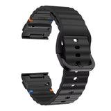 Universal Garmin 22mm QuickFit EIDERWOOD Wavy Silikon Reim - Svart