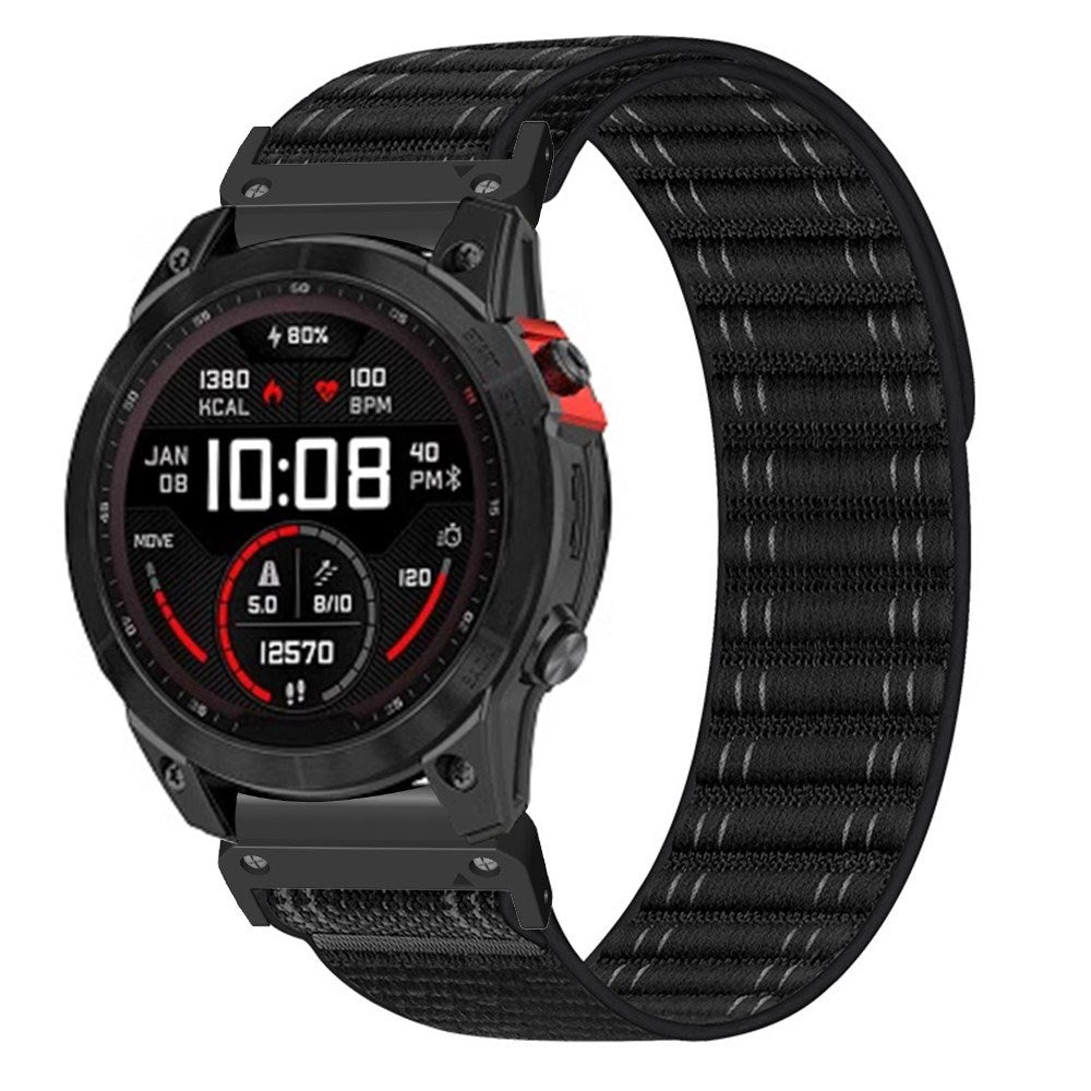 Universal Garmin 22mm QuickFit EIDERWOOD Nylon Loop Klokkereim - Svart