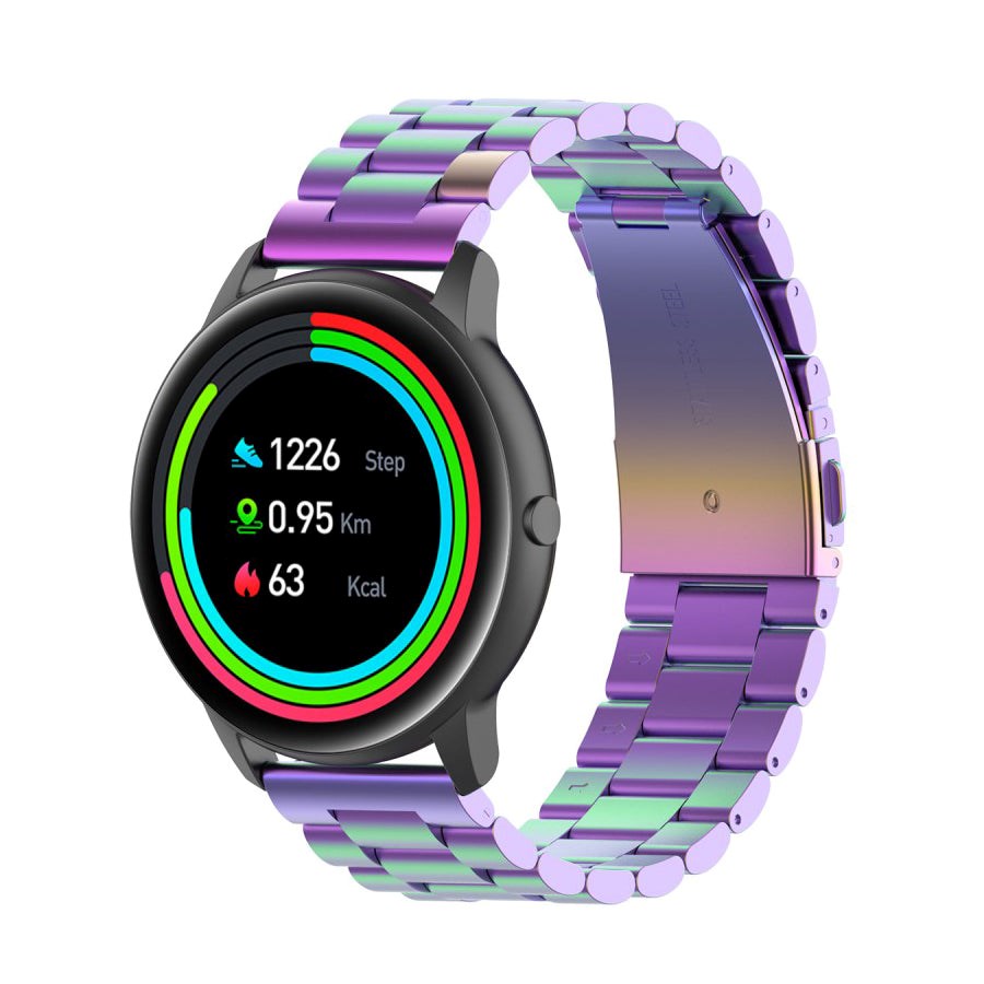 Universal Smartwatch Rem (22 mm) Rustfritt Stålrem Med Verktøy - Iridescent