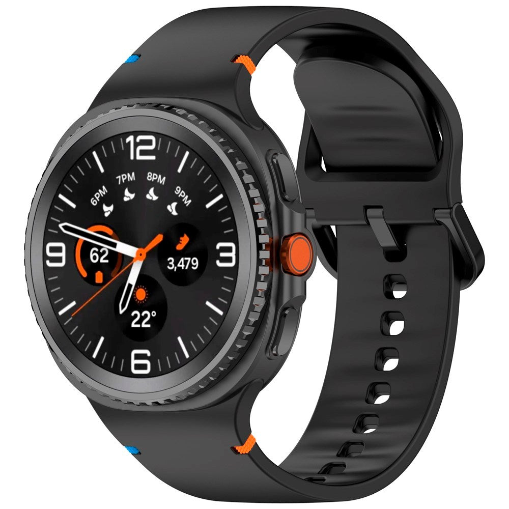 EIDERWOOD Samsung Galaxy Watch 8 / 8 Classic (40 / 44 / 46mm) Silikon Rem m. Søm - Black