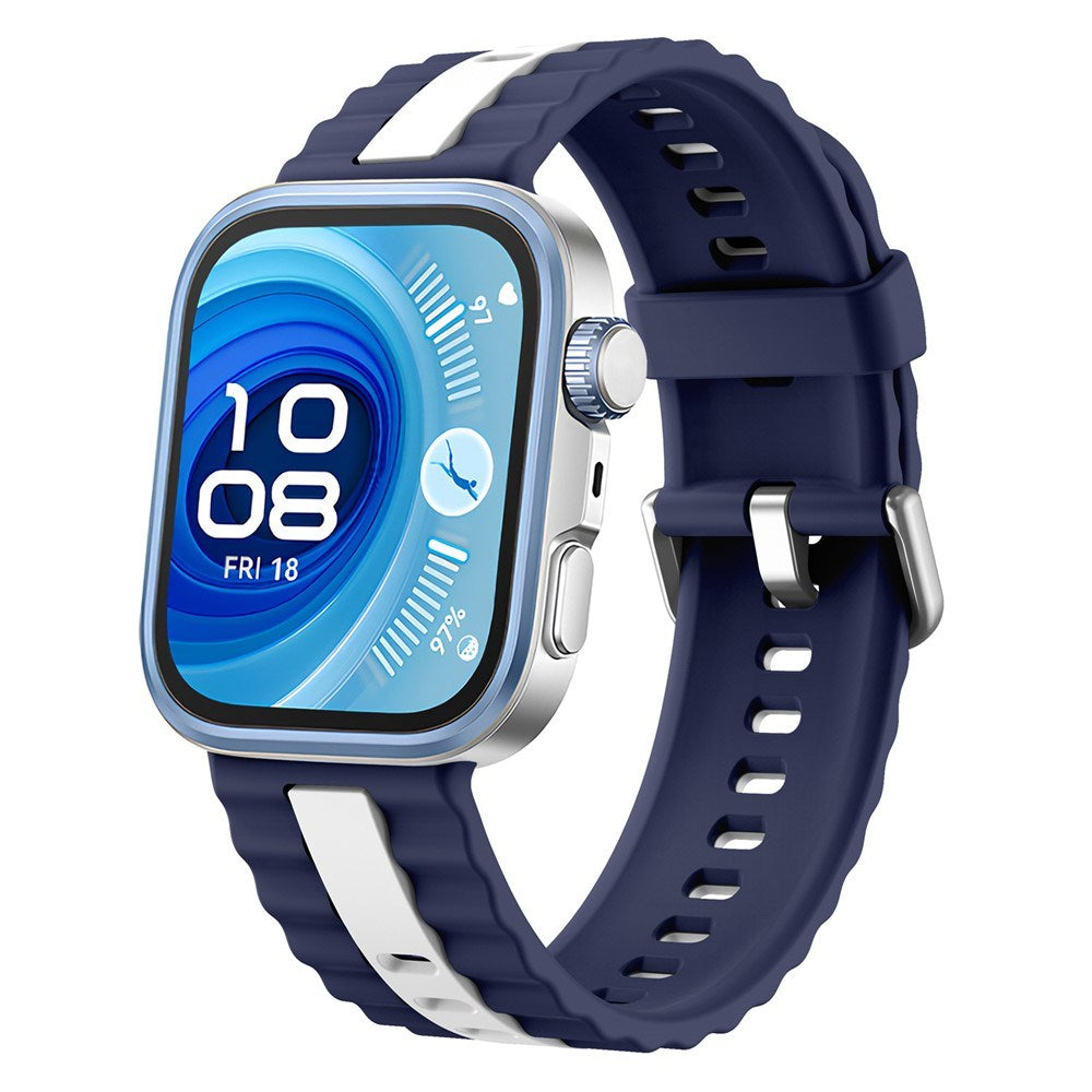 Huawei Watch Fit 4 Pro / 4 / 3 EIDERWOOD Tofarget Silikon Rem - Blå / Hvit
