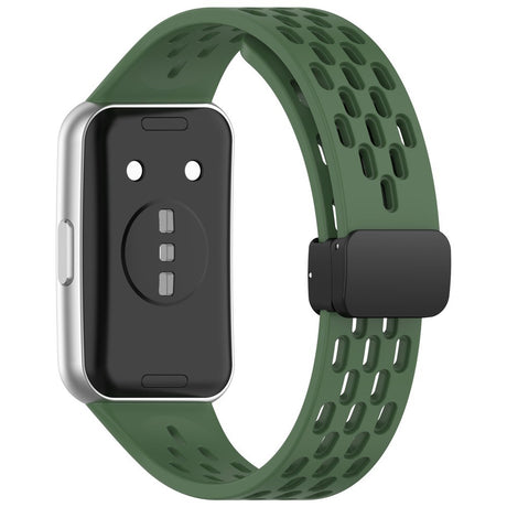 Huawei Band 11 / 11 Pro EIDERWOOD Perforert Silikonrem - Grønn