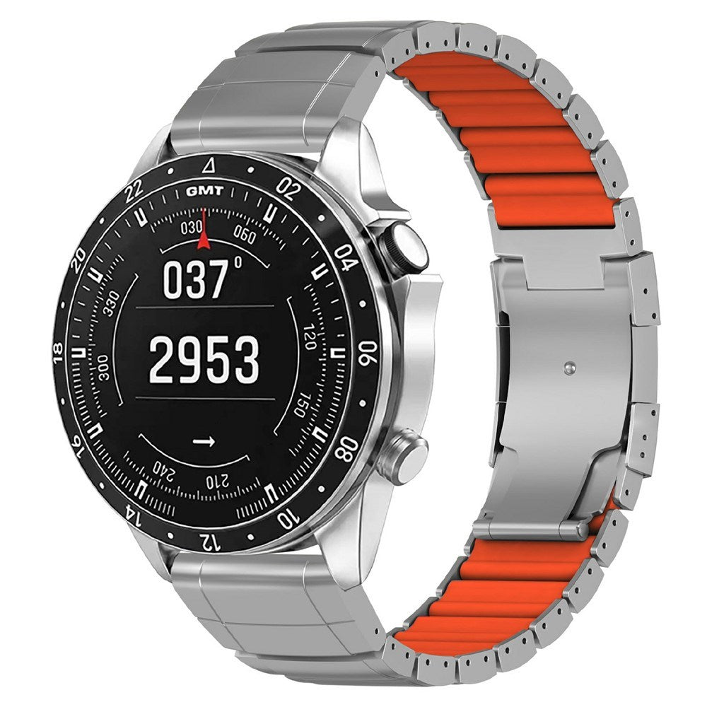 Universal Garmin 26mm QuickFit EIDERWOOD Titanium Reim m. Farget Silikon - Sølv / Oransje