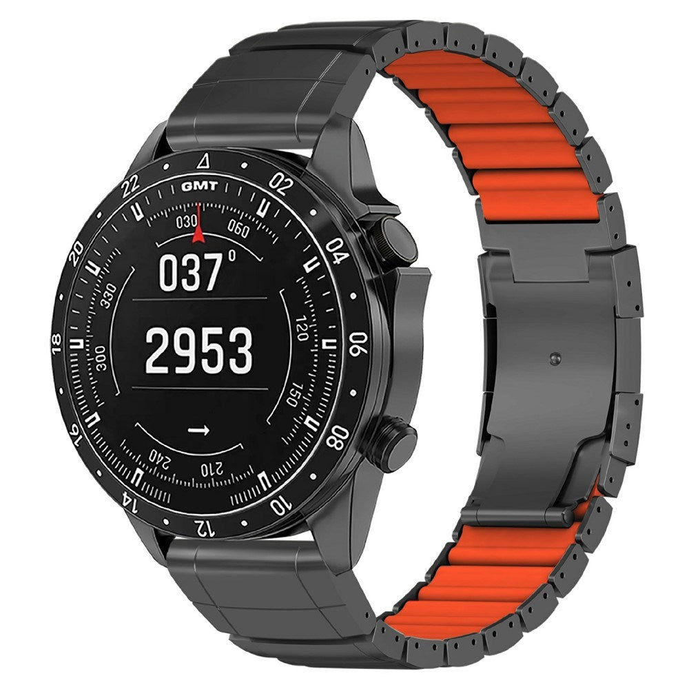 Universal Garmin 26mm QuickFit EIDERWOOD Titanium Reim m. Farget Silikon - Svart / Oransje