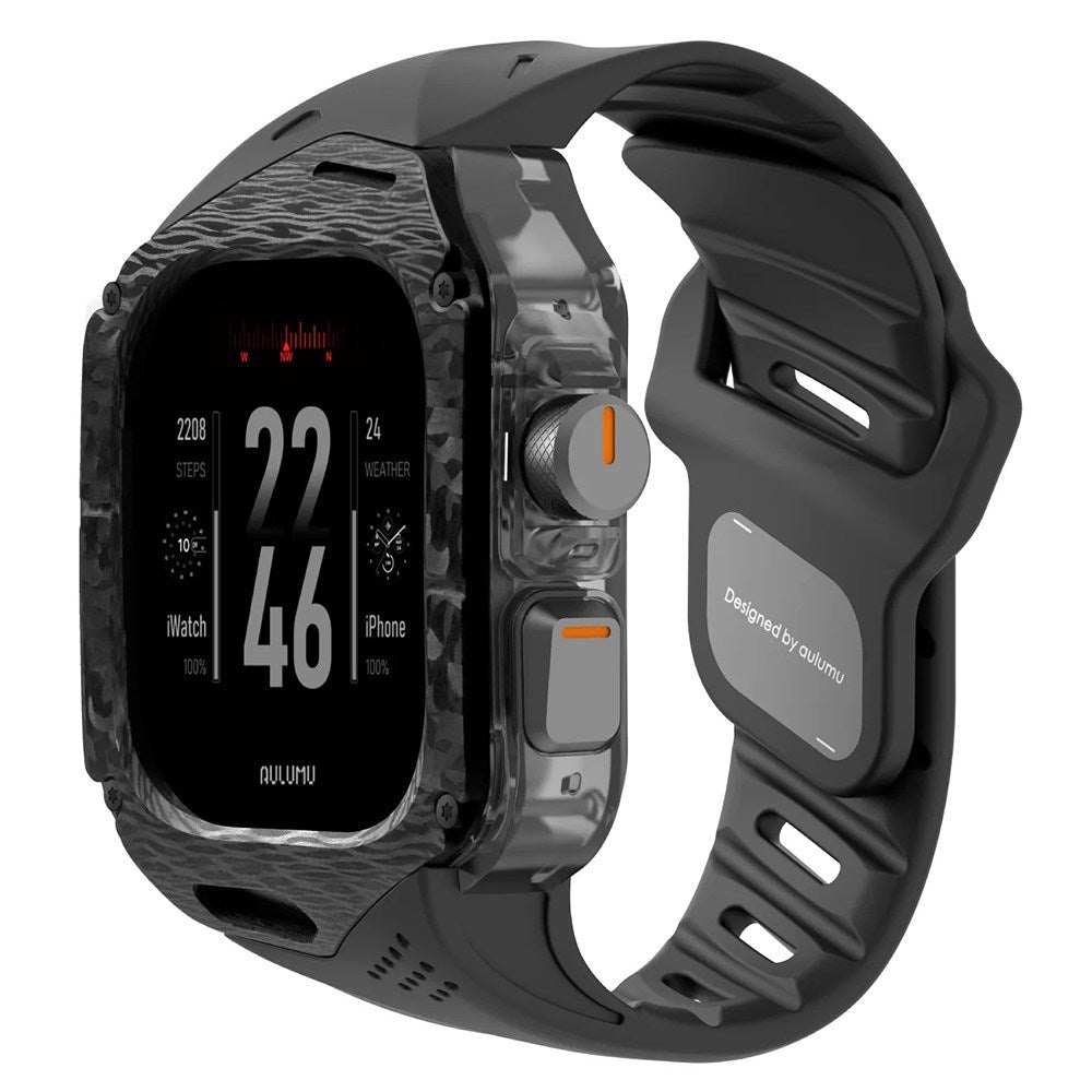 Apple Watch Ultra 4 / 3 / 2 / 1 (49mm) AULUMU Reim m. Innebygd Plast Deksel - Svart