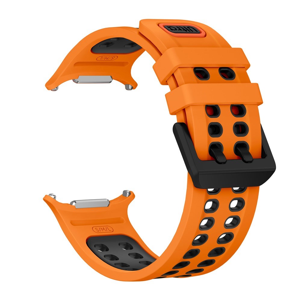 Samsung Galaxy Watch Ultra 2 / Ultra (47mm) Silikon Reim m. Ventilasjonshull - Oransje / Svart