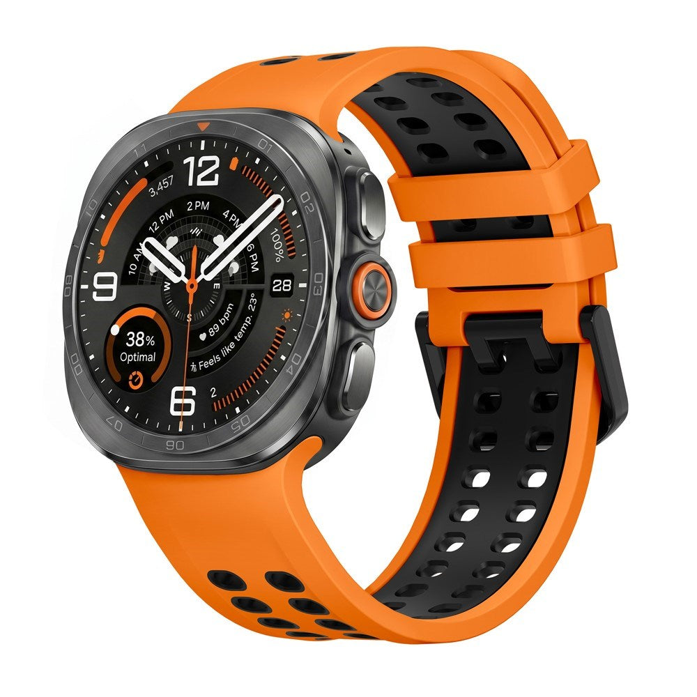 Samsung Galaxy Watch Ultra 2 / Ultra (47mm) Silikon Reim m. Ventilasjonshull - Oransje / Svart