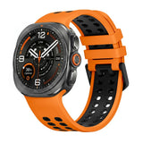 Samsung Galaxy Watch Ultra 2 / Ultra (47mm) Silikon Reim m. Ventilasjonshull - Oransje / Svart