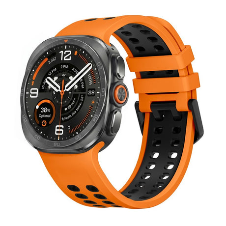Samsung Galaxy Watch Ultra 2 / Ultra (47mm) Silikon Reim m. Ventilasjonshull - Oransje / Svart