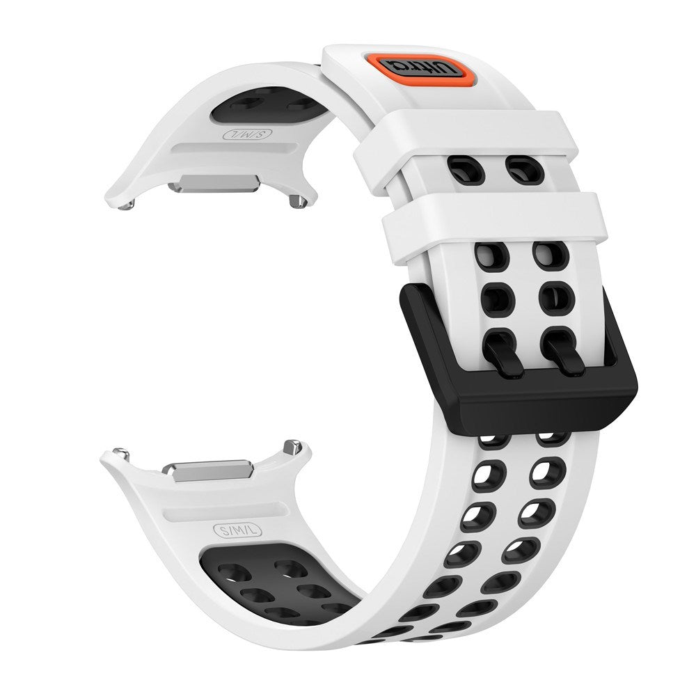 Samsung Galaxy Watch Ultra 2 / Ultra (47mm) Silikon Reim m. Ventilasjonshull - Hvit / Svart