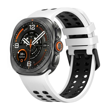 Samsung Galaxy Watch Ultra 2 / Ultra (47mm) Silikon Reim m. Ventilasjonshull - Hvit / Svart