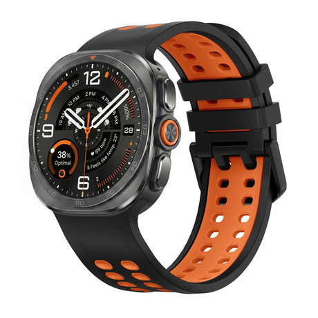 Samsung Galaxy Watch Ultra 2 / Ultra (47mm) Silikon Reim m. Ventilasjonshull - Svart / Oransje