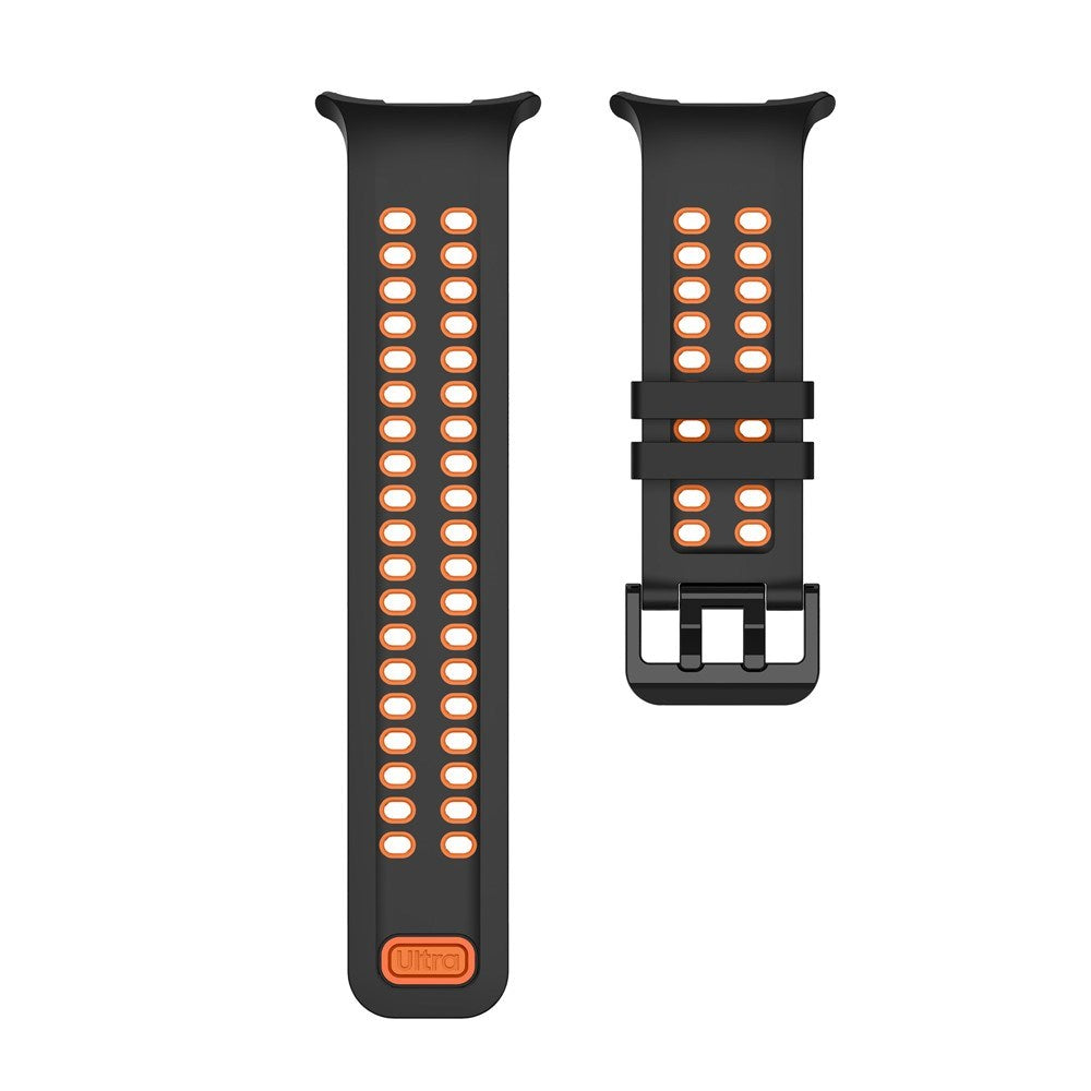 Samsung Galaxy Watch Ultra 2 / Ultra (47mm) Silikon Reim m. Ventilasjonshull - Svart / Oransje