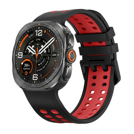Samsung Galaxy Watch Ultra 2 / Ultra (47mm) Silikon Reim m. Ventilasjonshull - Svart / Rød