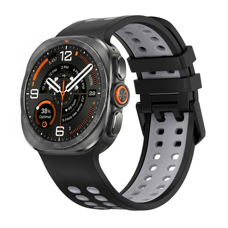 Samsung Galaxy Watch Ultra 2 / Ultra (47mm) Silikon Reim m. Ventilasjonshull - Svart / Grå