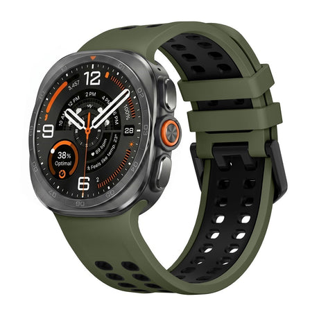 Samsung Galaxy Watch Ultra 2 / Ultra (47mm) Silikon Reim m. Ventilasjonshull - Grønn / Svart