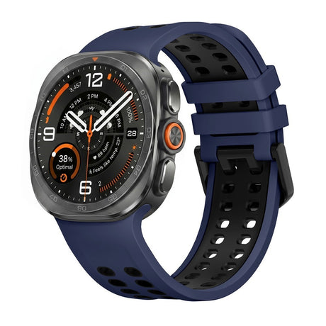 Samsung Galaxy Watch Ultra 2 / Ultra (47mm) Silikon Reim m. Ventilasjonshull - Blå / Svart