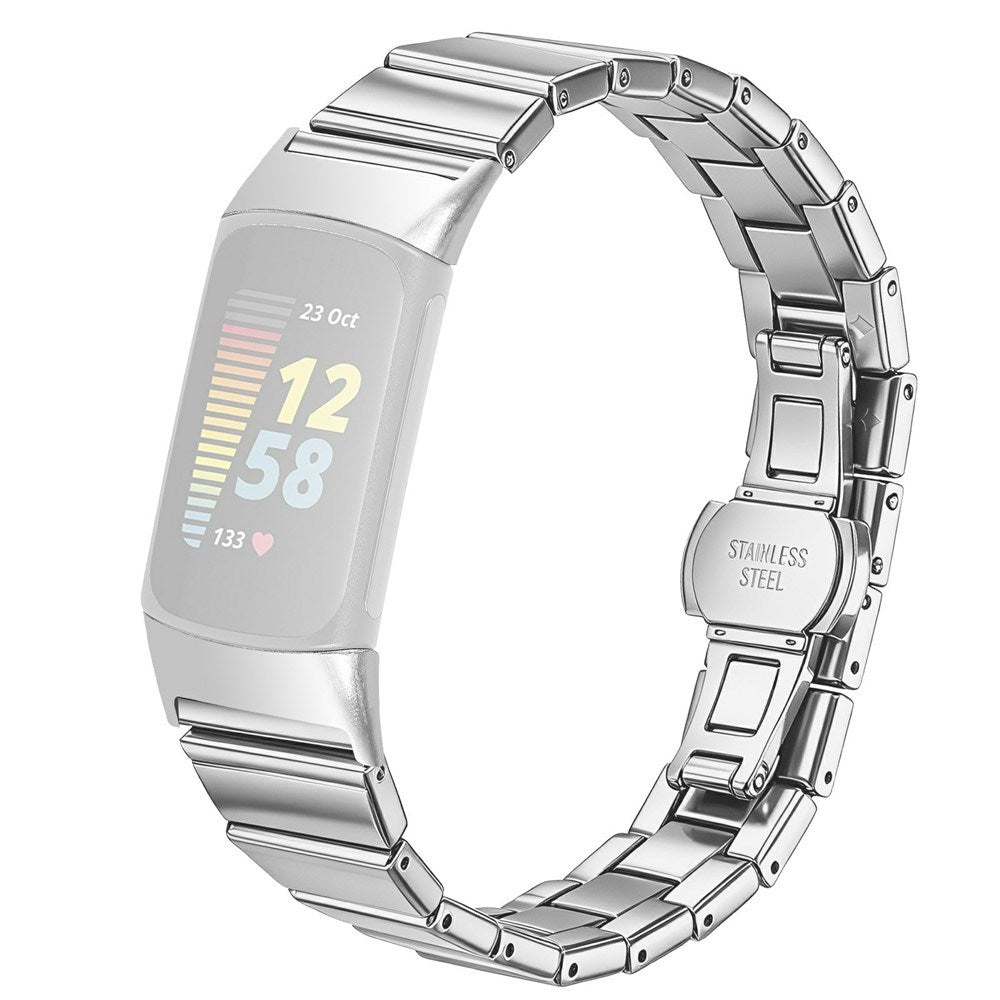 Fitbit Charge 6 / 5 EIDERWOOD Metall Klokkereim - Sølv