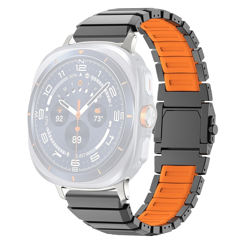 Samsung Galaxy Watch Ultra 2 / Ultra (47mm) Magnetisk Metall Reim m. Silikon - Grå / Oransje