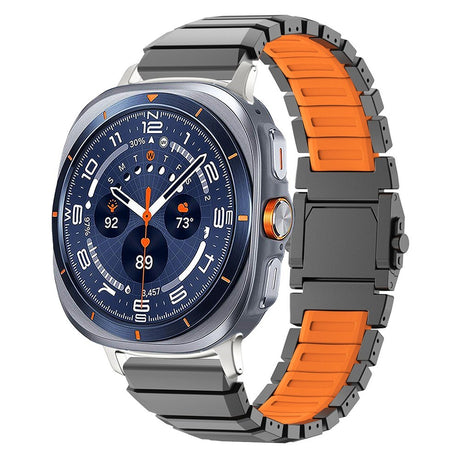 Samsung Galaxy Watch Ultra 2 / Ultra (47mm) Magnetisk Metall Reim m. Silikon - Grå / Oransje