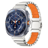 Samsung Galaxy Watch Ultra 2 / Ultra (47mm) Magnetisk Metall Reim m. Silikon - Sølv / Oransje