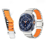 Samsung Galaxy Watch Ultra 2 / Ultra (47mm) Magnetisk Metall Reim m. Silikon - Sølv / Oransje