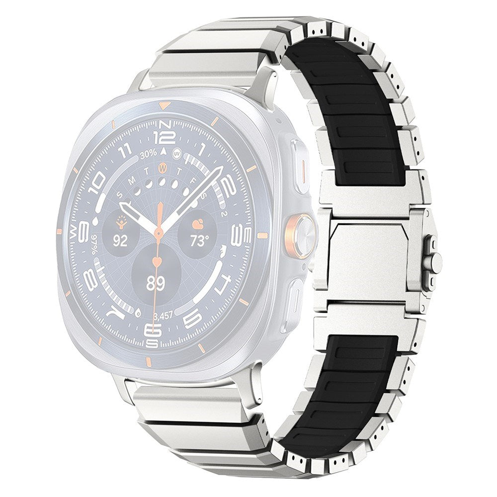 Samsung Galaxy Watch Ultra 2 / Ultra (47mm) Magnetisk Metall Reim m. Silikon - Sølv / Svart