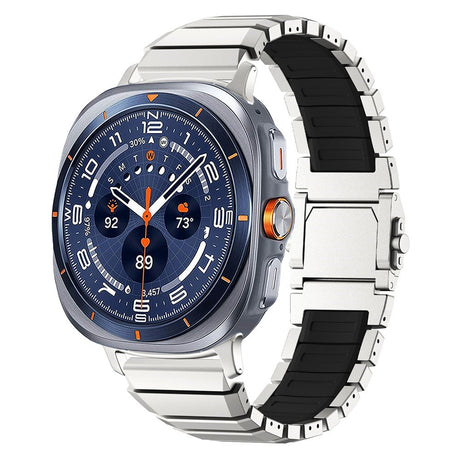 Samsung Galaxy Watch Ultra 2 / Ultra (47mm) Magnetisk Metall Reim m. Silikon - Sølv / Svart