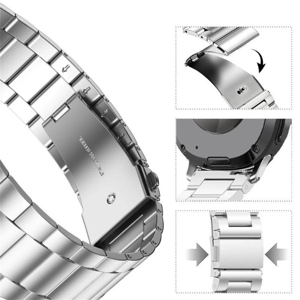 Samsung Galaxy Watch 8 / 9 (40mm) EIDERWOOD Rustfri Stål Klokkereim m. Plast Deksel & Skjermbeskytter - Svart
