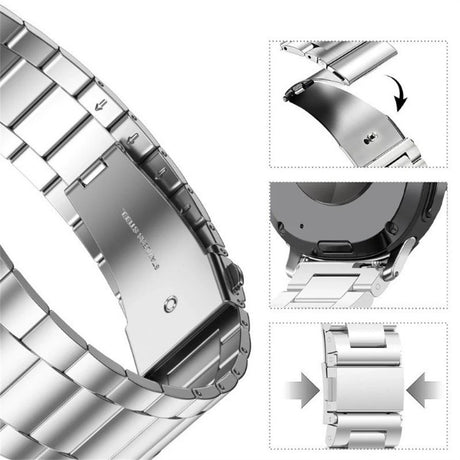 Samsung Galaxy Watch 8 / 9 (40mm) EIDERWOOD Rustfri Stål Klokkereim m. Plast Deksel & Skjermbeskytter - Sølv