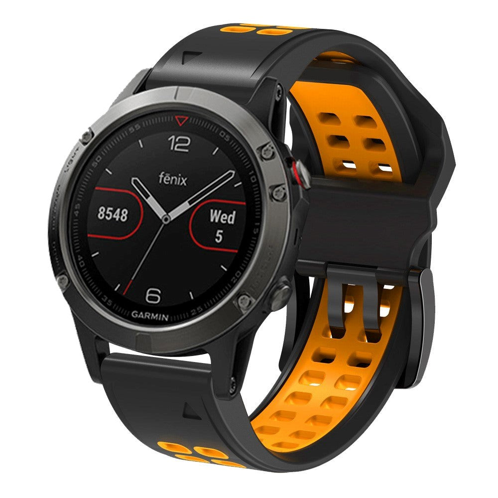 Garmin Universal Silikonstropp med Doble Dull (26mm QuickFit) - Svart / Oransje