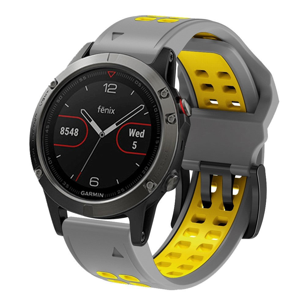 Garmin Universal Silikonstropp med Doble Dull (26mm QuickFit) - Grå / Gul