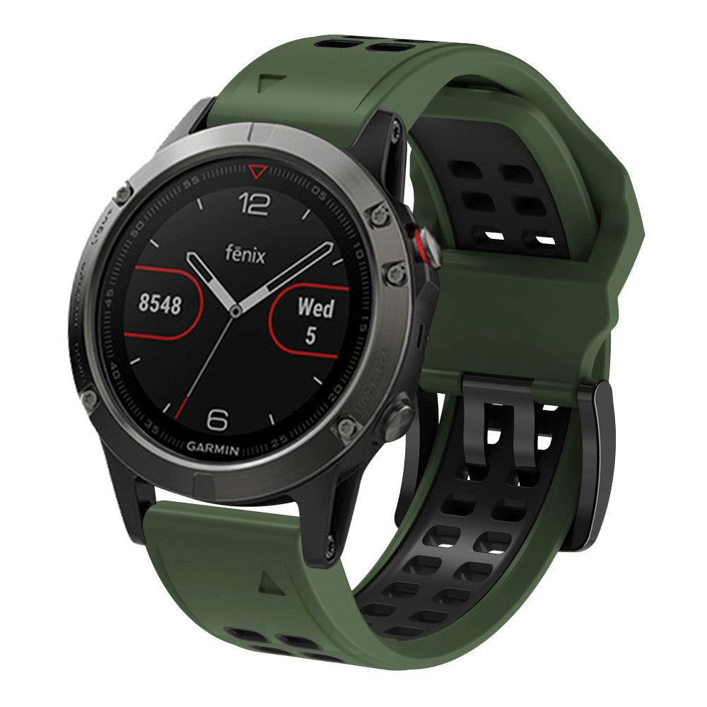 Garmin Universal Silikonstropp med Doble Dull (26mm QuickFit) - Militærgrønn / Svart