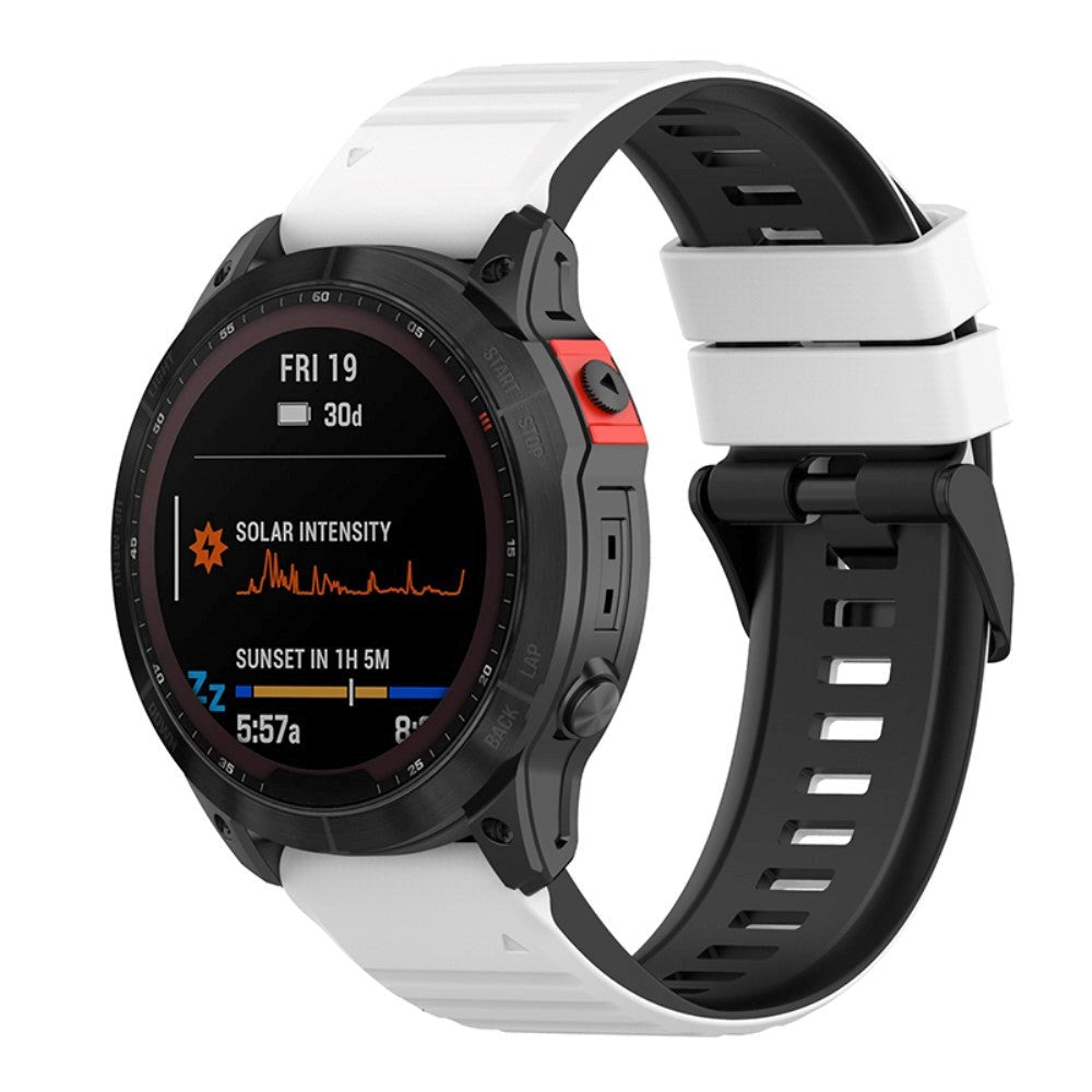 Universal Garmin 26mm Ribbet Silikonstropp m. Verktøy - Hvit / Svart